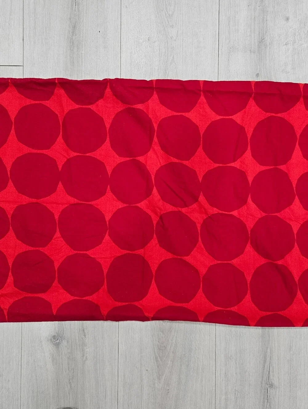 VTG Marimekko PIENET KIVET FULL Flat Sheet & STD Pillowcases Red Circles Cotton